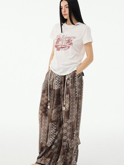 DIDDI MODA Relaxed Geometric Drawstring Pockets Women&