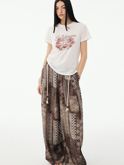 DIDDI MODA Relaxed Geometric Drawstring Pockets Women&