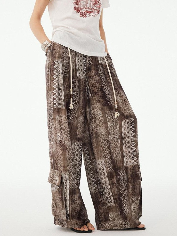 DIDDI MODA Relaxed Geometric Drawstring Pockets Women&
