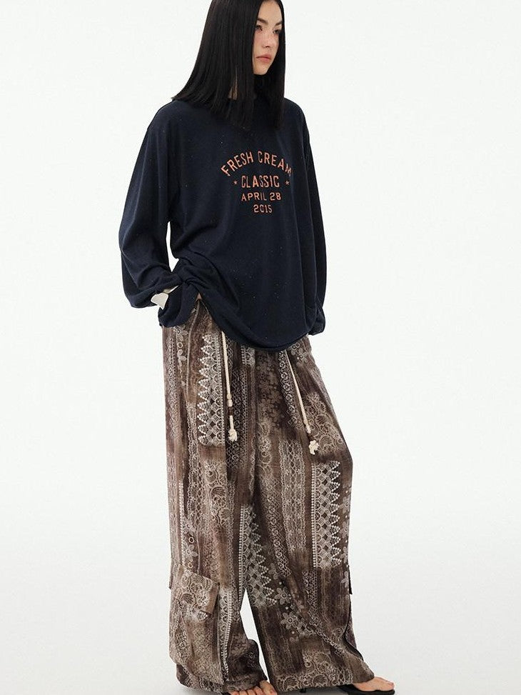 DIDDI MODA Relaxed Geometric Drawstring Pockets Women&