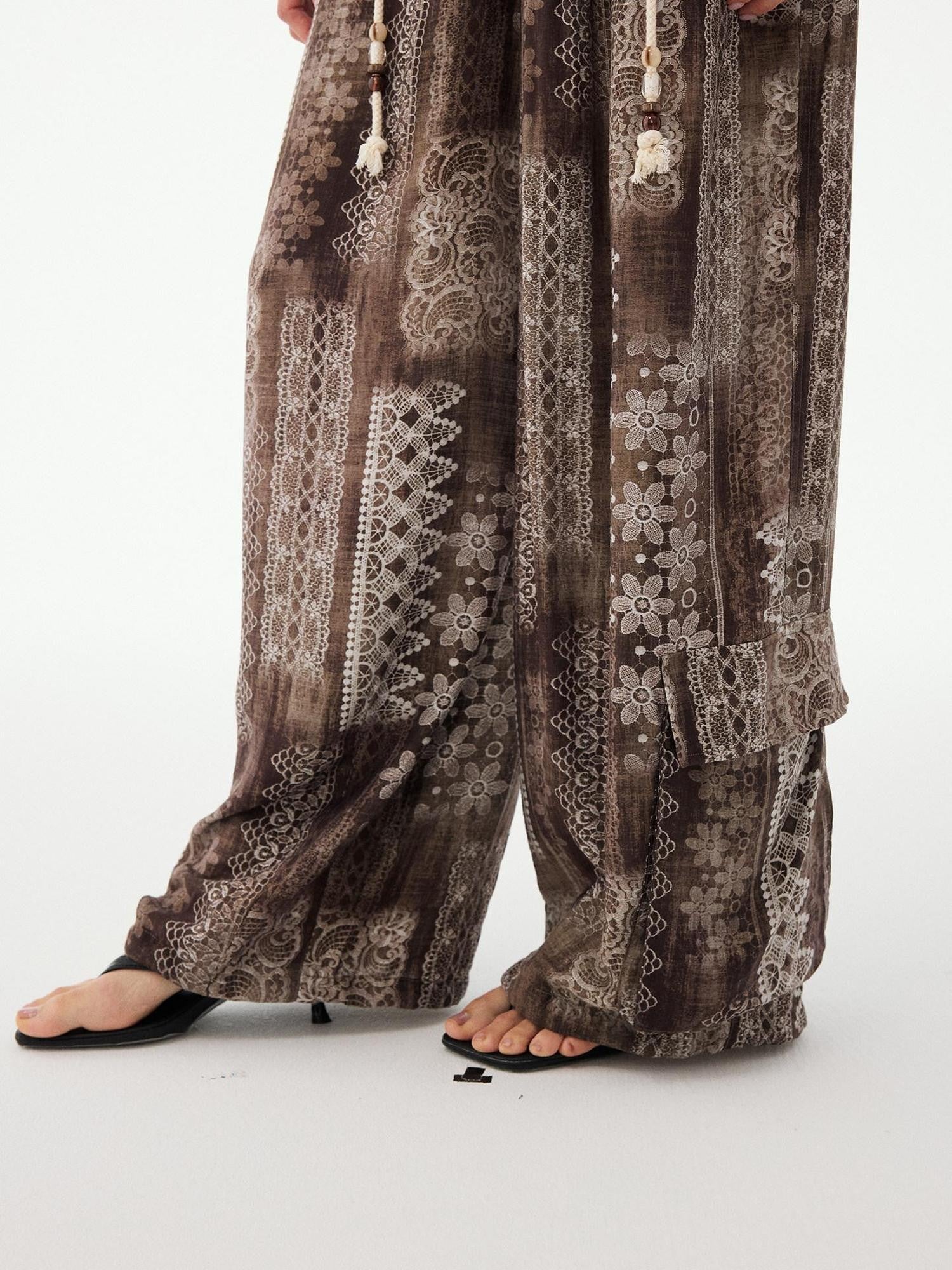 DIDDI MODA Relaxed Geometric Drawstring Pockets Women&