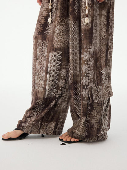 DIDDI MODA Relaxed Geometric Drawstring Pockets Women&