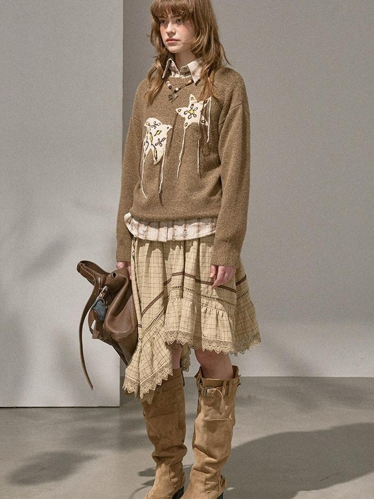 DIDDI MODA Relaxed Knit Bird And Star Tassel Women&