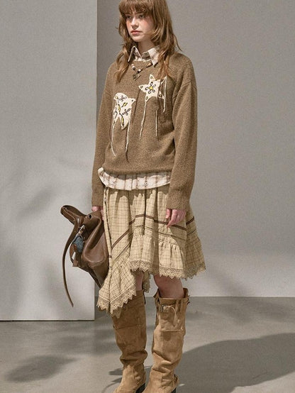 DIDDI MODA Relaxed Knit Bird And Star Tassel Women&