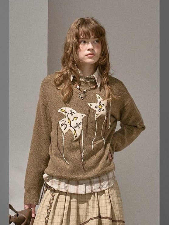 DIDDI MODA Relaxed Knit Bird And Star Tassel Women&