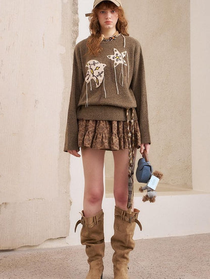 DIDDI MODA Relaxed Knit Bird And Star Tassel Women&