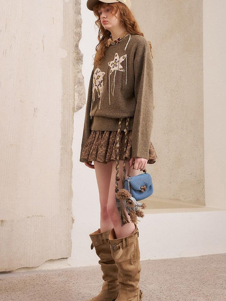DIDDI MODA Relaxed Knit Bird And Star Tassel Women&