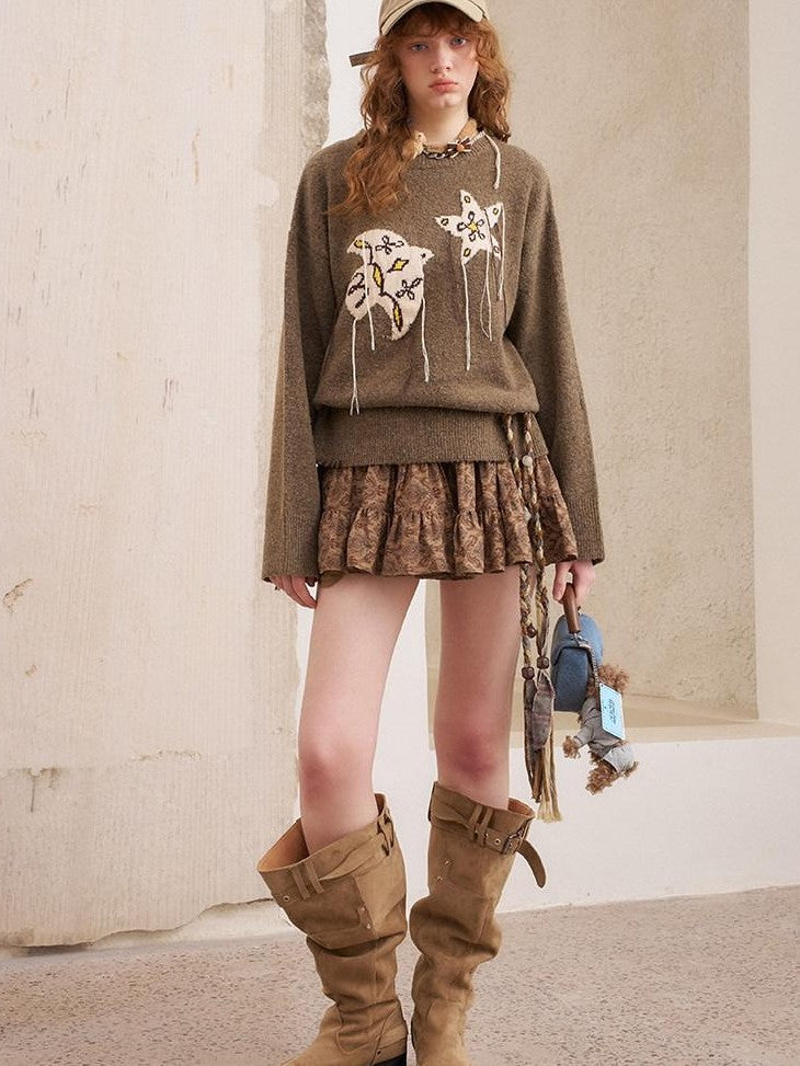 DIDDI MODA Relaxed Knit Bird And Star Tassel Women&