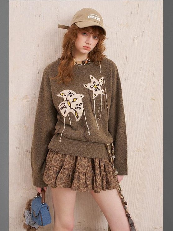 DIDDI MODA Relaxed Knit Bird And Star Tassel Women&