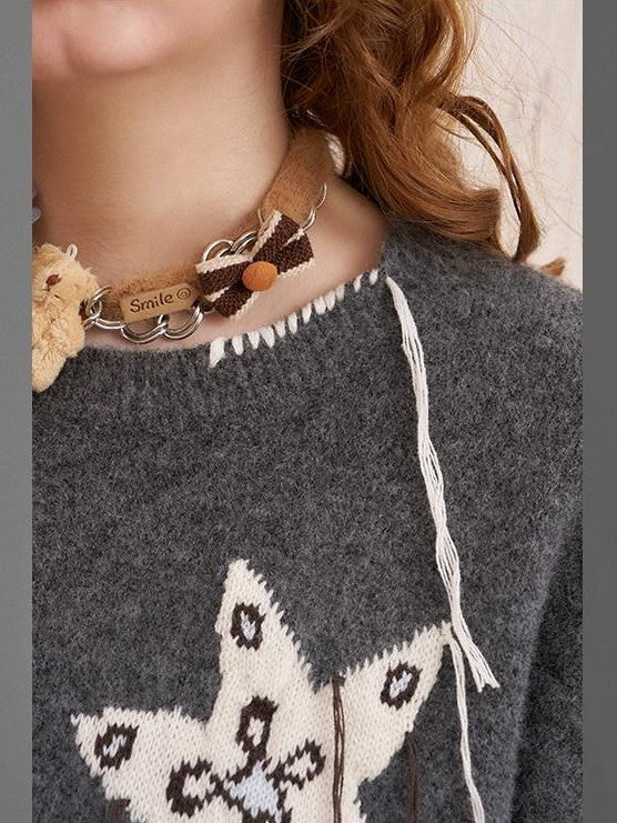 DIDDI MODA Relaxed Knit Bird And Star Tassel Women&