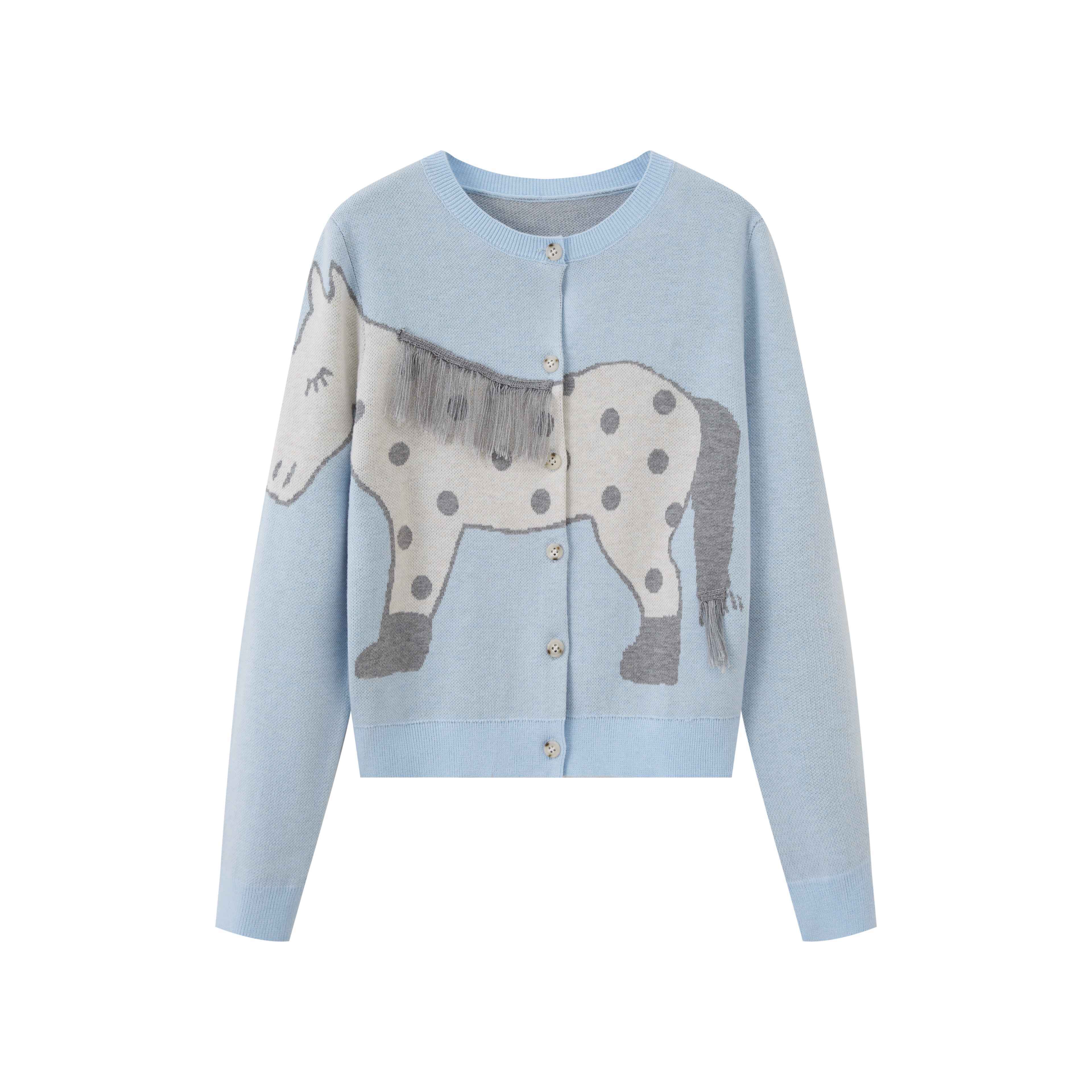 DIDDI_MODA_Relaxed_Polka_Dot_Knit_Buttoned_Cardigan_Women&
