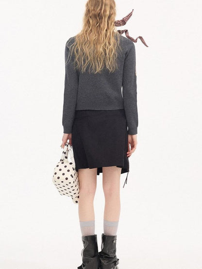 DIDDI MODA Relaxed Polka Dot Knit Buttoned Cardigan Women&