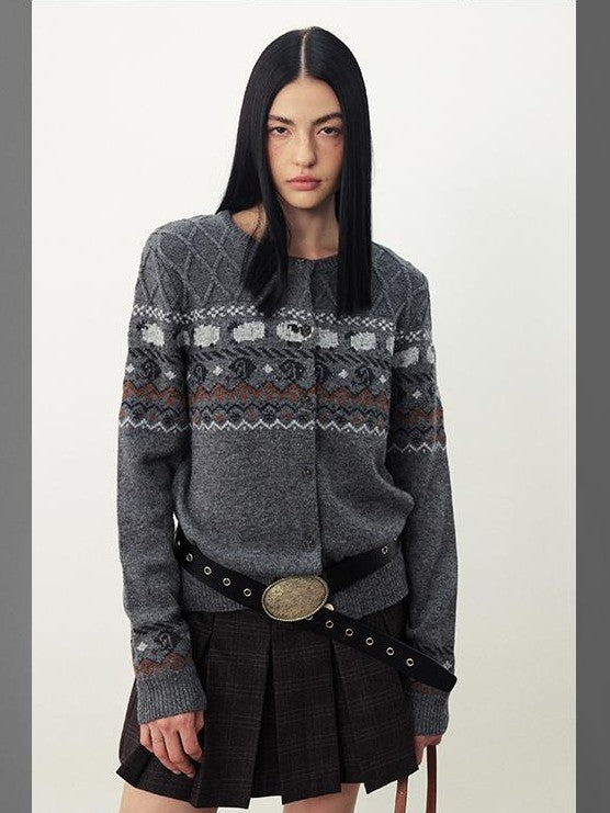 DIDDI MODA Retro Fair Isle Jacquard Women&