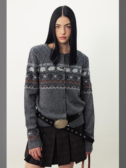 DIDDI MODA Retro Fair Isle Jacquard Women&