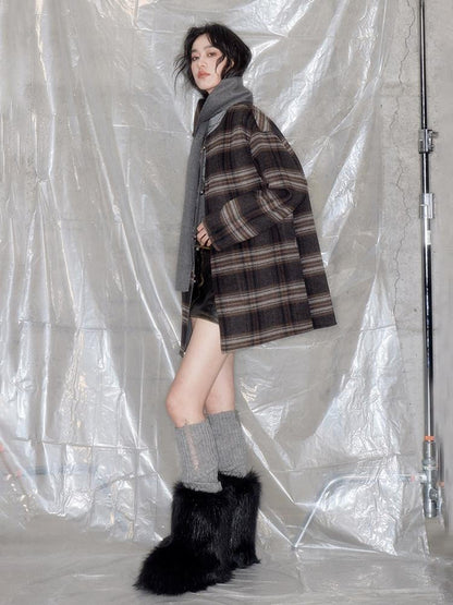 DIDDI MODA Reversible Plaid Double Faced Women&