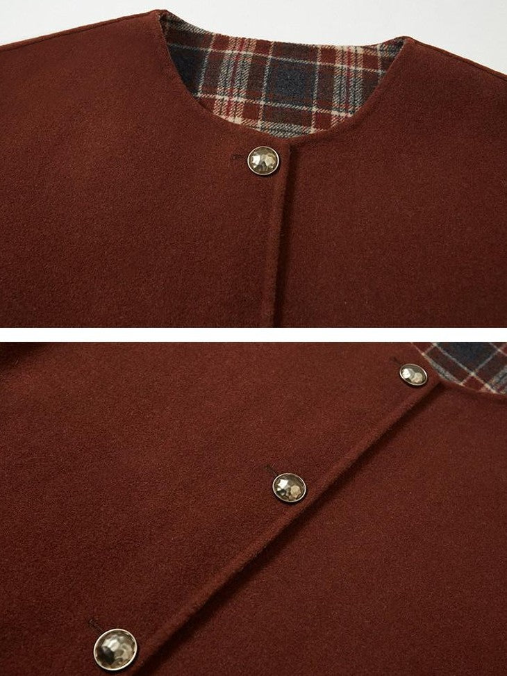 DIDDI MODA Reversible Plaid Double Faced Women&