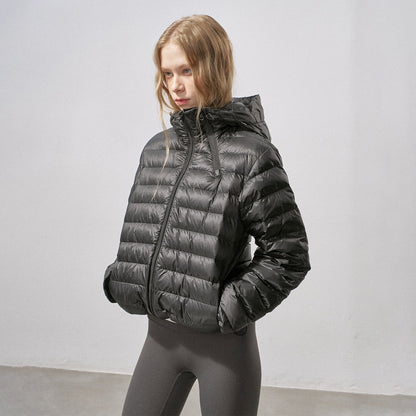 DIDDI_MODA_Ribbed_Quilted_Hooded_Zipper_Short_Thin_Women&
