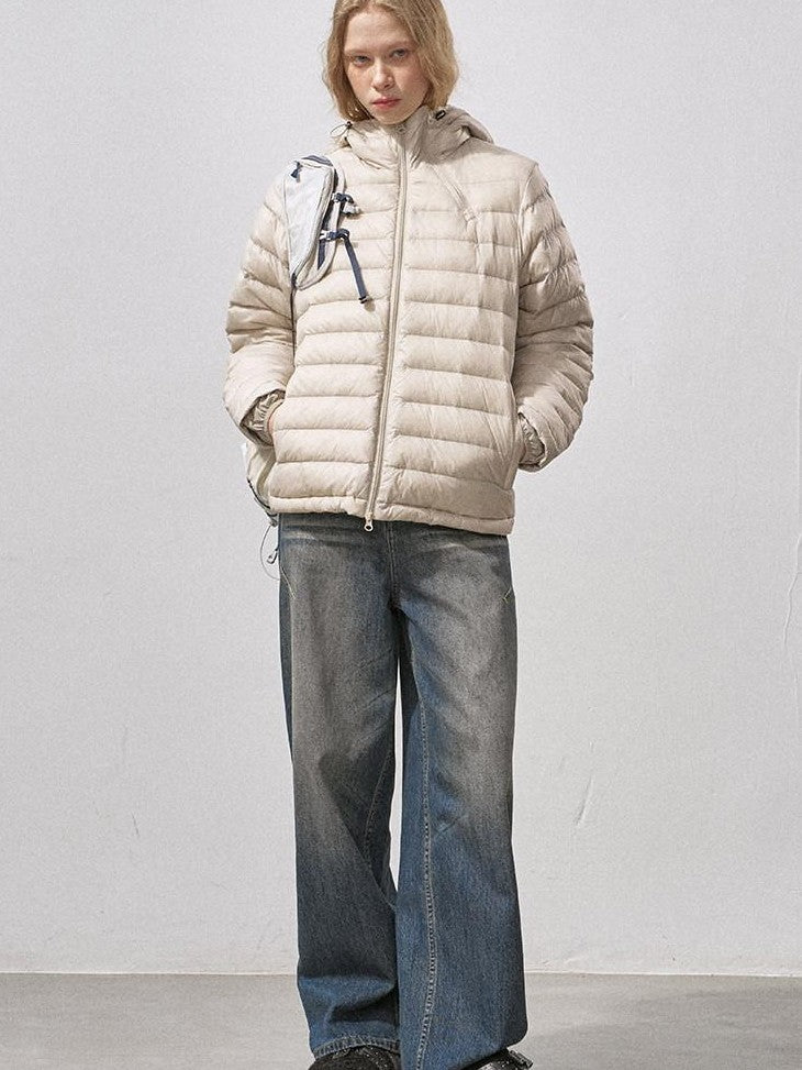 DIDDI MODA Ribbed Quilted Hooded Zipper Short Thin Women&