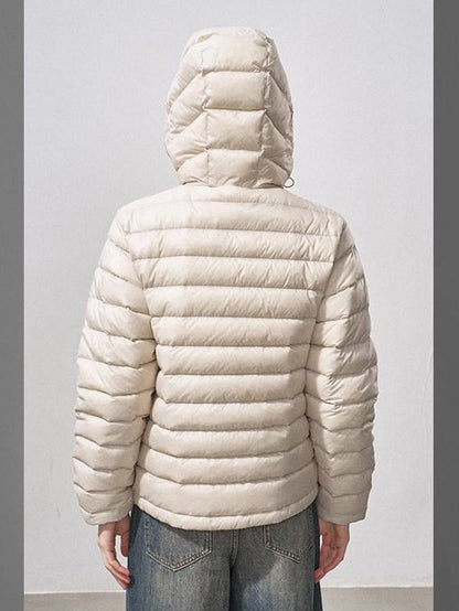 DIDDI MODA Ribbed Quilted Hooded Zipper Short Thin Women&