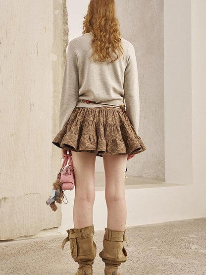 DIDDI MODA Rose Cartoon Kitten Round Neck Loose Pullover Women&