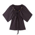 DIDDI_MODA_Sage_Ruched_Beaded_V-neck_Loose_Batwing_Women&