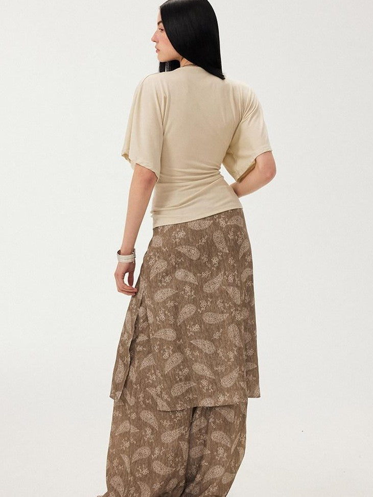 DIDDI MODA Sage Ruched Beaded V-neck Loose Batwing Women&