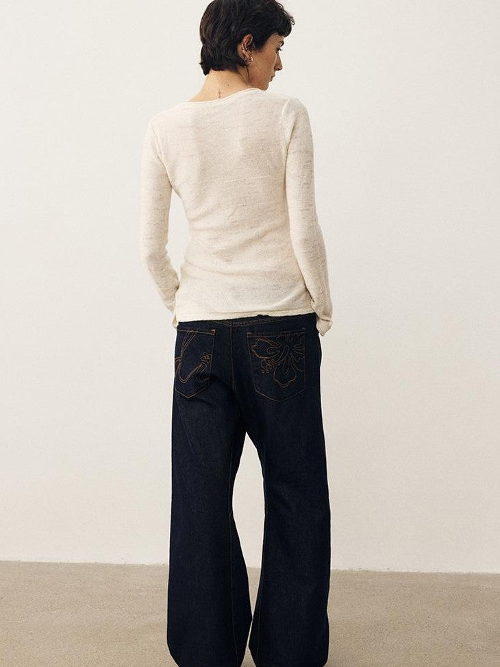 DIDDI MODA Sequin Knit Henley Wide Placket Slim Fit Women&
