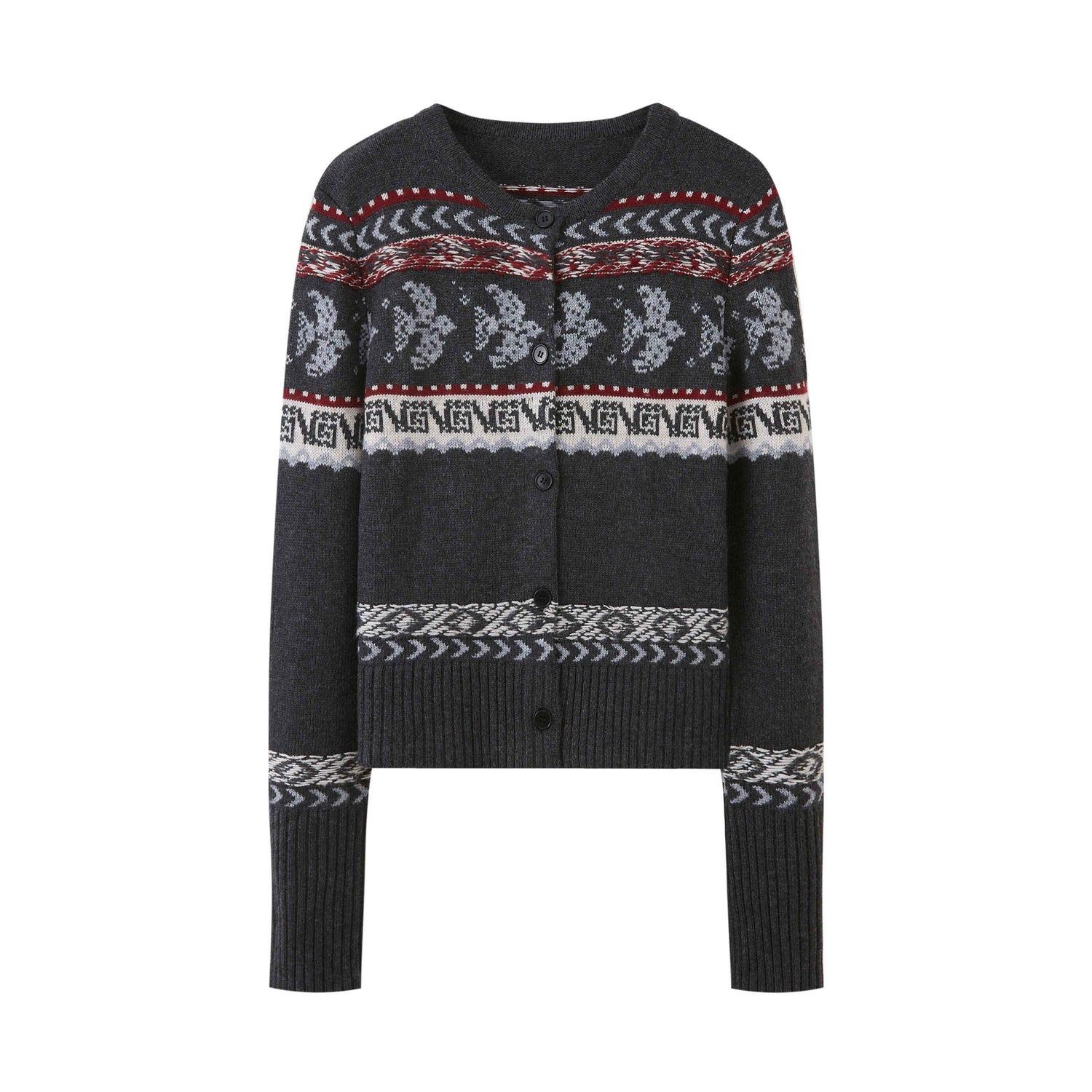 DIDDI_MODA_Smoke_Gray_Fair_Isle_Jacquard_Swallow_Print_Women&
