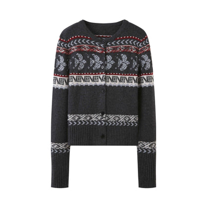 DIDDI_MODA_Smoke_Gray_Fair_Isle_Jacquard_Swallow_Print_Women&