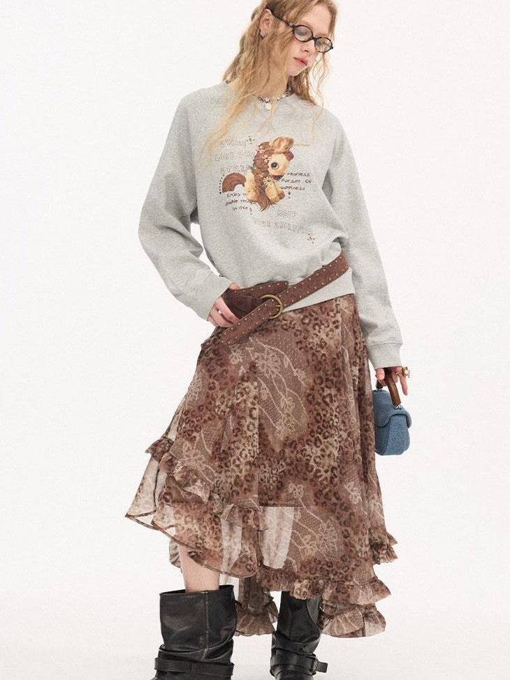 DIDDI MODA Smoky Pink Rhinestone Letter Crewneck Relaxed Women&