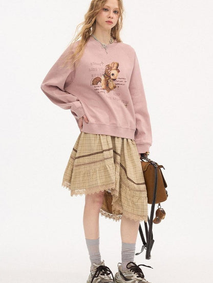 DIDDI MODA Smoky Pink Rhinestone Letter Crewneck Relaxed Women&