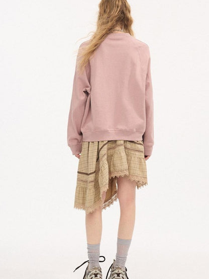DIDDI MODA Smoky Pink Rhinestone Letter Crewneck Relaxed Women&