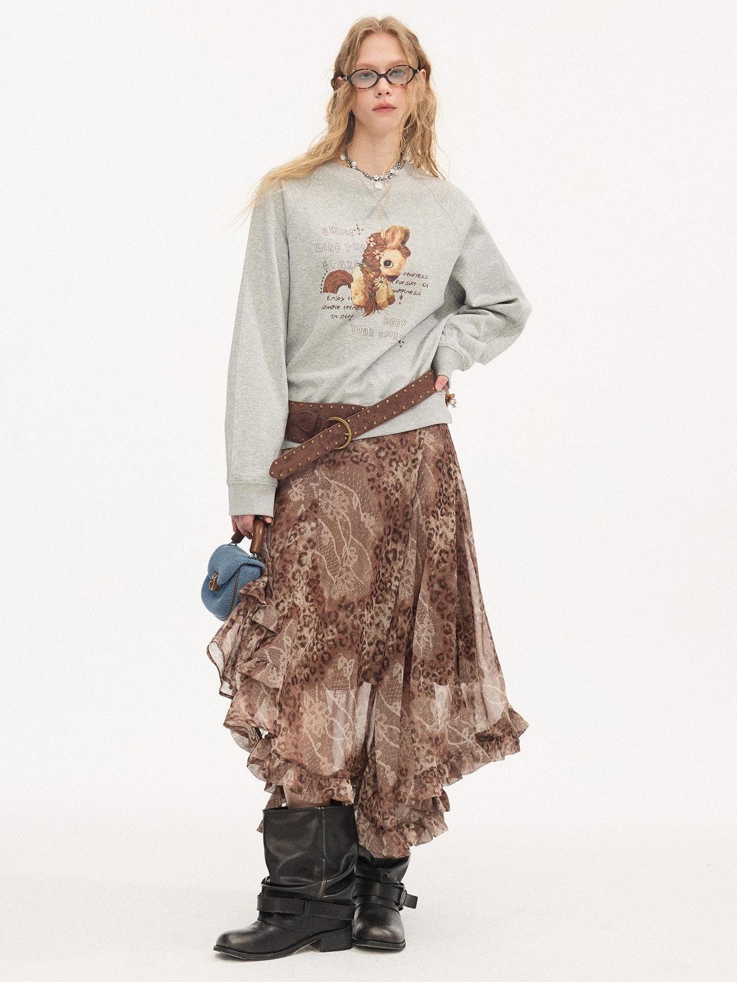DIDDI MODA Smoky Pink Rhinestone Letter Crewneck Relaxed Women&