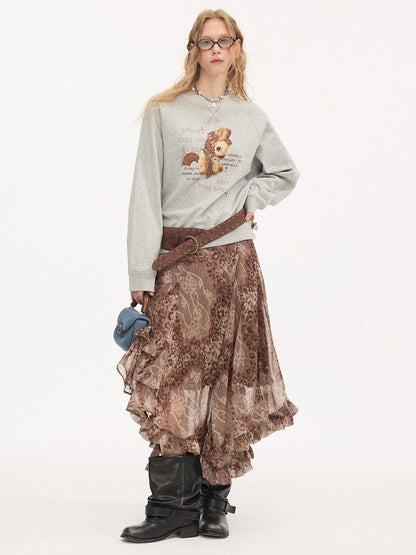 DIDDI MODA Smoky Pink Rhinestone Letter Crewneck Relaxed Women&