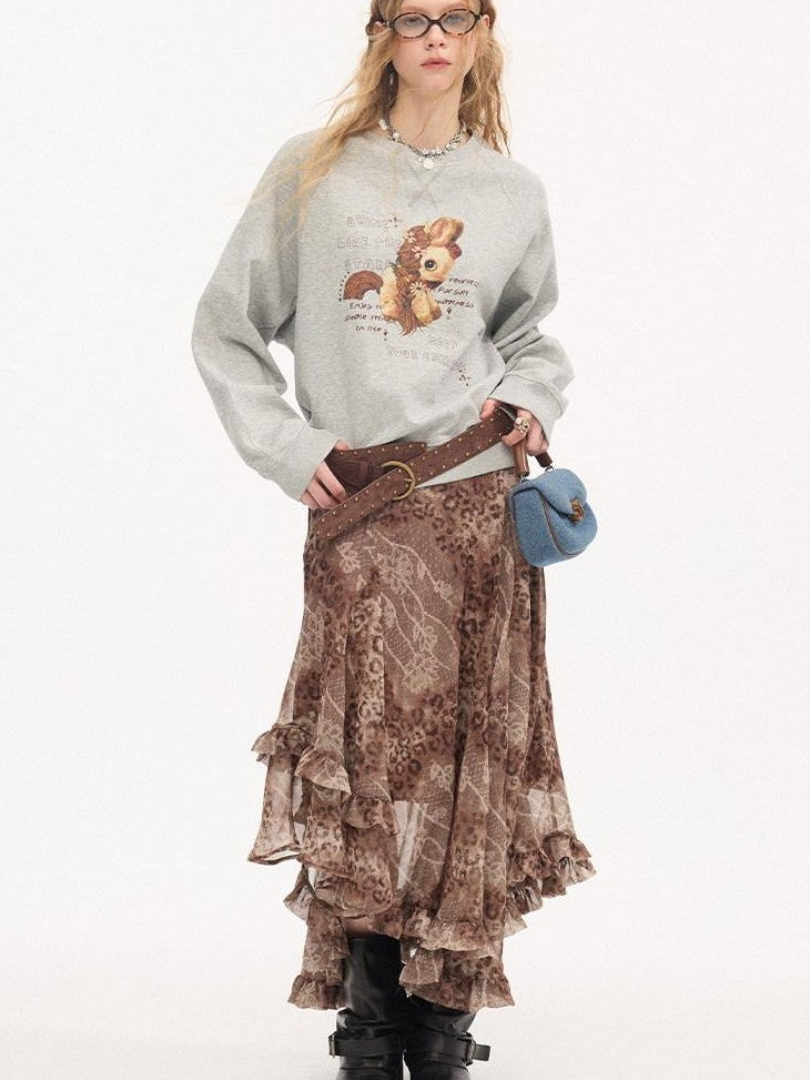 DIDDI MODA Smoky Pink Rhinestone Letter Crewneck Relaxed Women&