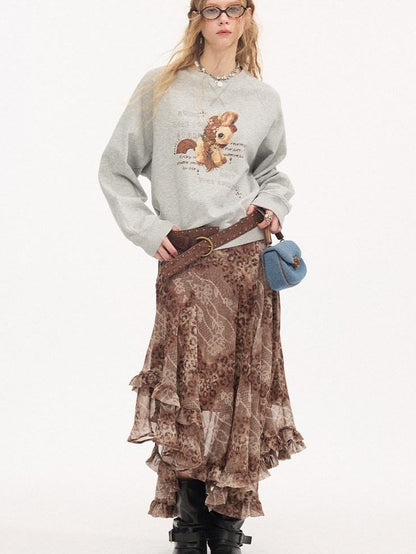 DIDDI MODA Smoky Pink Rhinestone Letter Crewneck Relaxed Women&