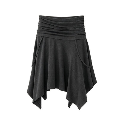 DIDDI_MODA_Soft_Ruched_Irregular_Hem_Low_Waist_Relaxed_Fit_Women&