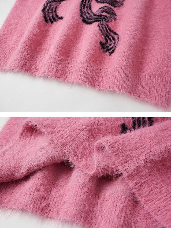 DIDDI MODA Soft Striped Bow Knit Round Neck Women&