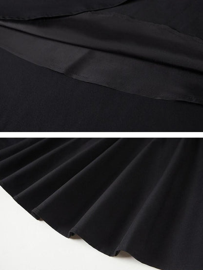 DIDDI MODA Solid 3d Pleated Full Swing Mid Waist Women&
