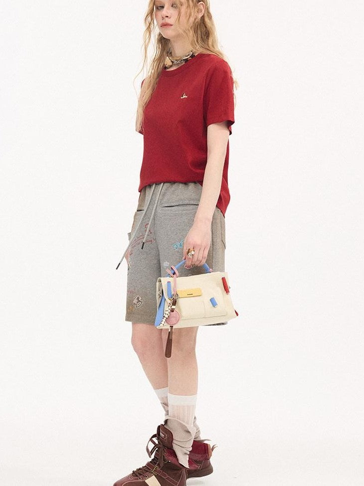 DIDDI MODA Solid Pony Motif Round Neck Loose Women&