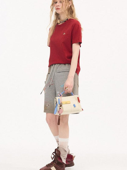 DIDDI MODA Solid Pony Motif Round Neck Loose Women&