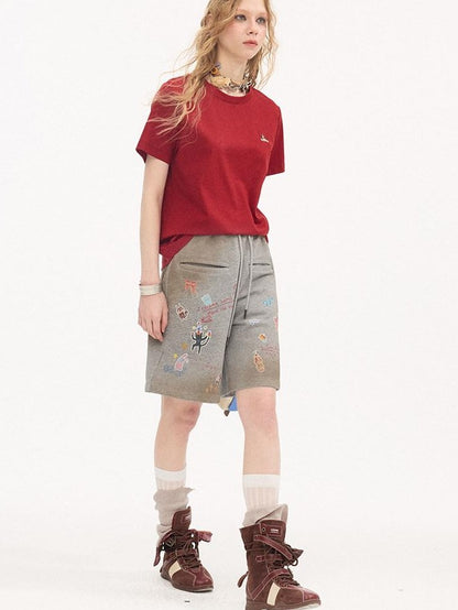 DIDDI MODA Solid Pony Motif Round Neck Loose Women&