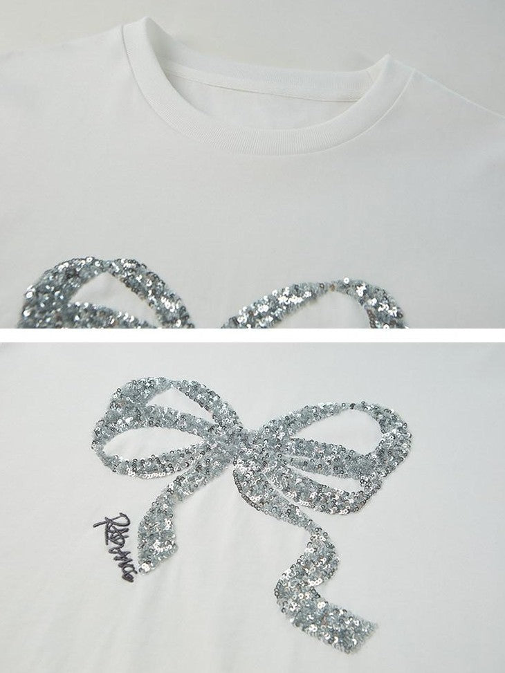 DIDDI MODA Sparkling Bow Sequin Embroidered Women&