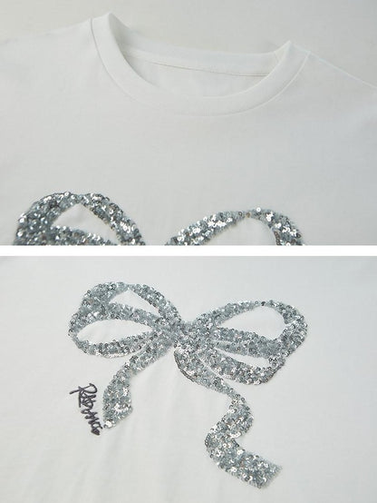 DIDDI MODA Sparkling Bow Sequin Embroidered Women&