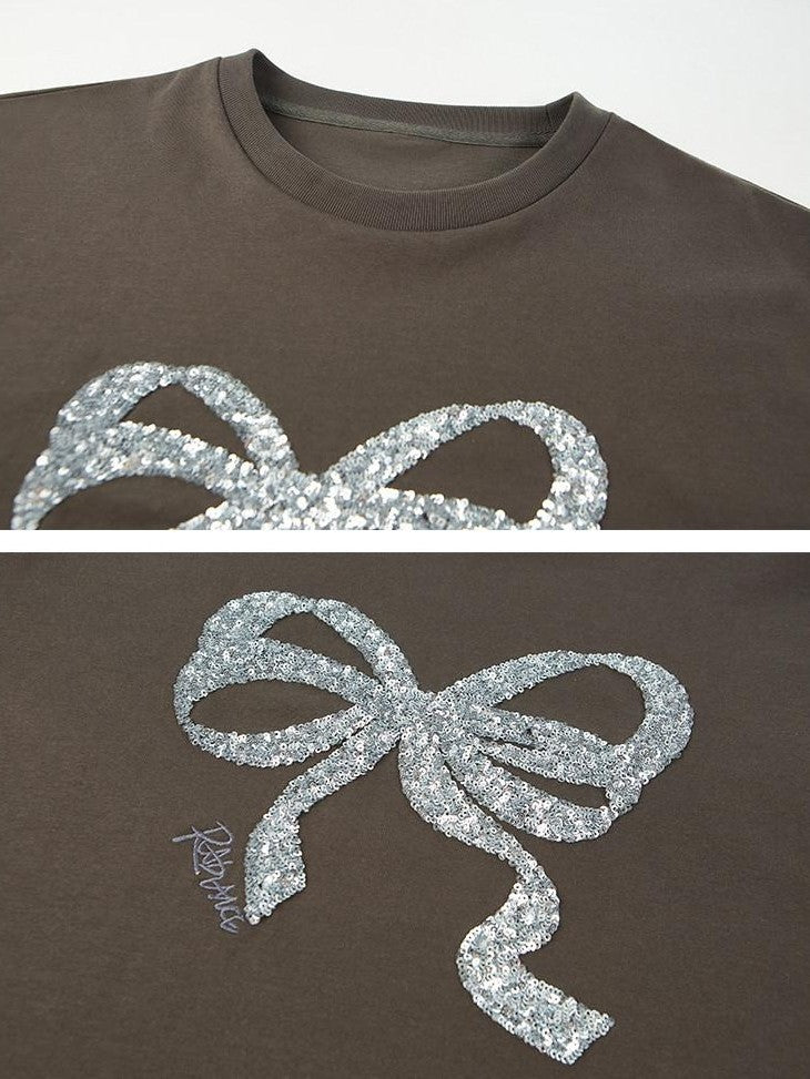 DIDDI MODA Sparkling Bow Sequin Embroidered Women&