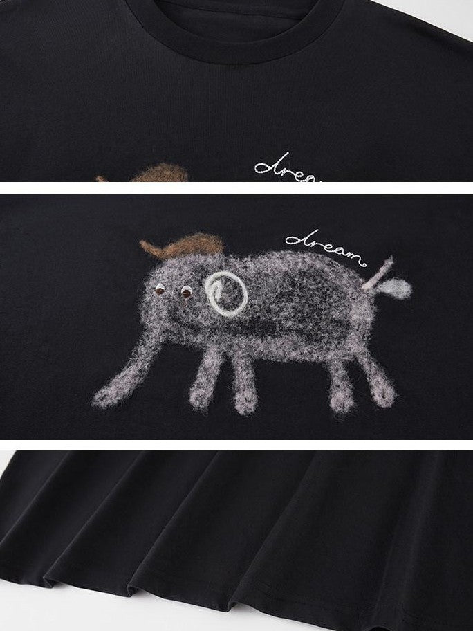 DIDDI MODA Speckled Small Elephant Embroidery Princess Women&