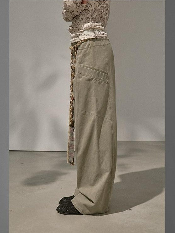 DIDDI MODA Split Panel Side Pocket Riveted Washed Women&