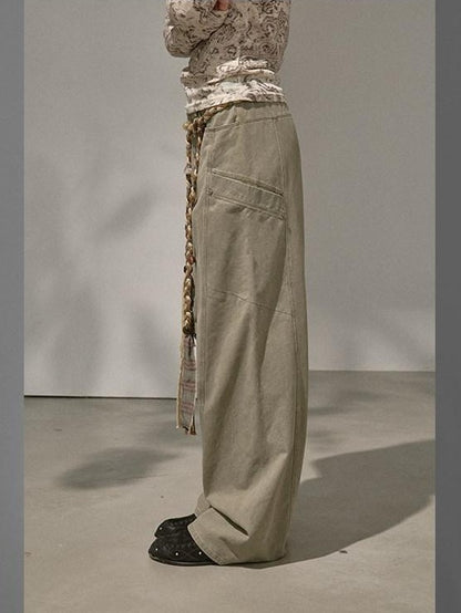 DIDDI MODA Split Panel Side Pocket Riveted Washed Women&