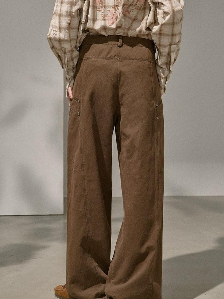DIDDI MODA Split Panel Side Pocket Riveted Washed Women&