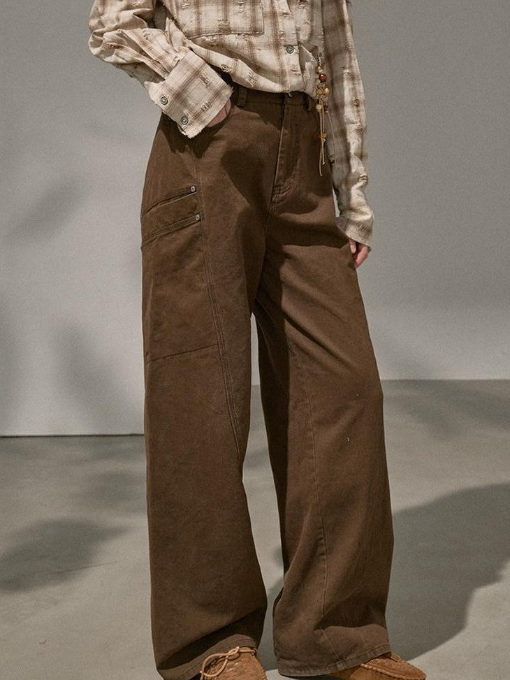 DIDDI MODA Split Panel Side Pocket Riveted Washed Women&